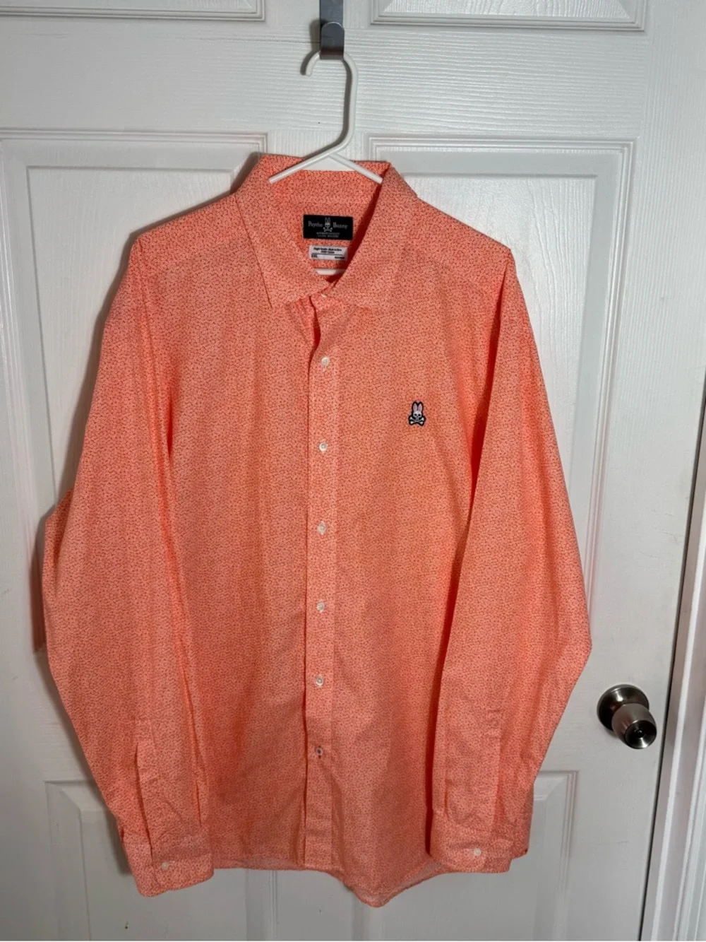 Psycho Bunny Button Down Shirt 2XL Orange Floral Print Lightweight - Picture 6 of 9